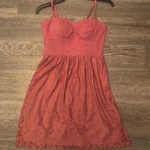 cerise/dark rose color, charming, top-fitted dress